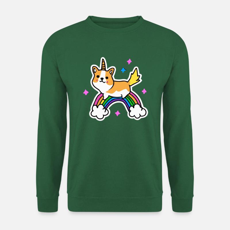 Corgi Einhorn Regenbogen Hund Geschenk Welsh Corgi - Unisex Pullover - Grün