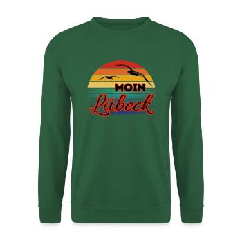 Moin Lübeck mit Möwe im Retro Style - Unisex Pullover - Grün - Vorne