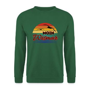 Moin Wismar with seagull in retro style - Unisex Sweatshirt - green - Front