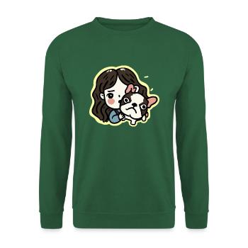 Mädchen mit Frenchie Hund Geschenk Frenchie - Unisex Pullover - Grün - Vorne