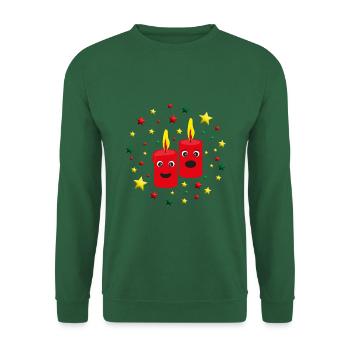 2. Adventskerzen mit Sternen. - Unisex Pullover - Grün - Vorne