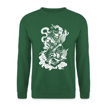 Tattoo Shirt: Demon on the record player for open-air - Unisex Sweatshirt - green - Front