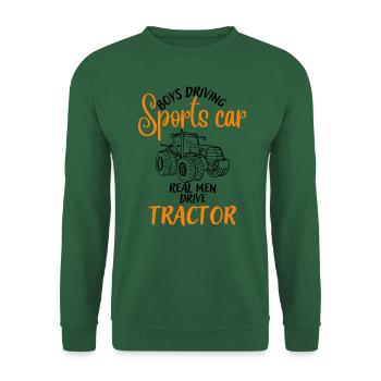 Jungs fahren Sportwagen Männer fahren Traktor - Unisex Pullover - Grün - Vorne