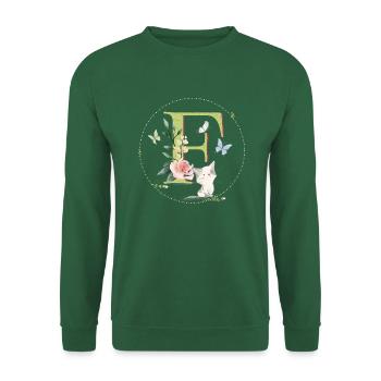 Anfangsbuchstabe F mit Katze - Unisex Pullover - Grün - Vorne