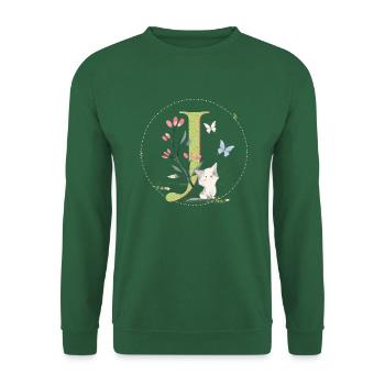 Initial letter J with cat - Unisex Sweatshirt - green - Front