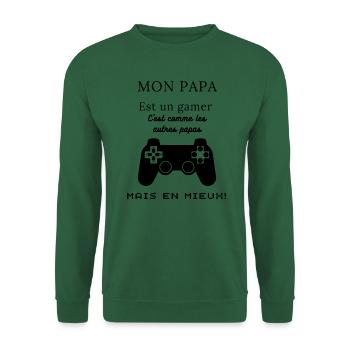 Mon papa est un gamer - Sweat-shirt Unisexe - vert foncé - Devant