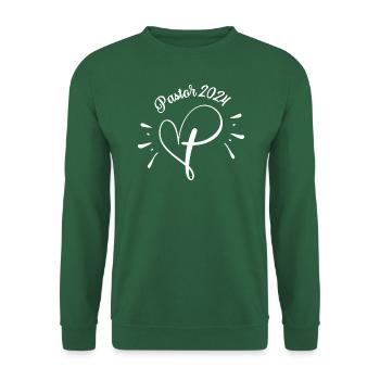 Pastor Kreuz Herz Symbol Christentum Kirche 2024 - Unisex Pullover - Grün - Vorne