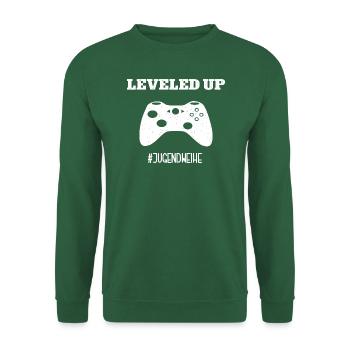 Jugendweihe Gamer Leveled Up #Jugendweihe - Unisex Pullover - Grün - Vorne