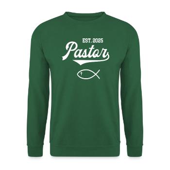 Pastor est 2025 Fisch Symbol Christentum Kirche - Unisex Pullover - Grün - Vorne