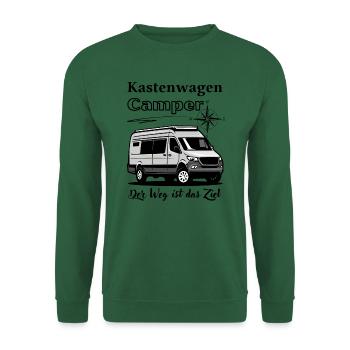 Camper-Kastenwagen Wohnmobil Spruch + Motiv - Unisex Pullover - Grün - Vorne