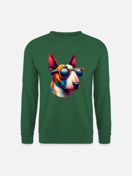 Colorfull Bull Terrier Wearing Sunglasses - Unisex Sweatshirt - green