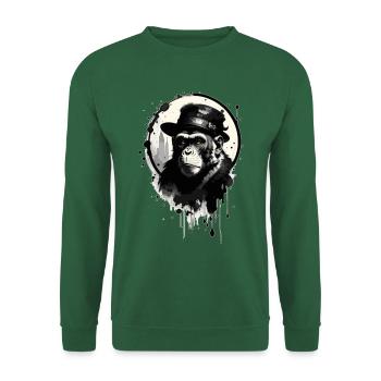 Affe mit Hut - Unisex Pullover - Grün - Vorne