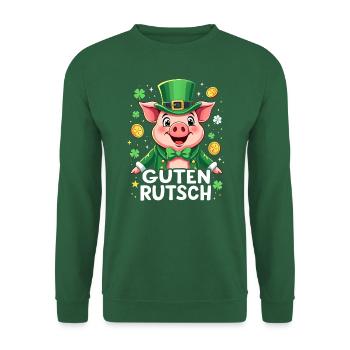 Guten Rutsch Silvester Neujahr Glücksschwein - Unisex Pullover - Grün - Vorne