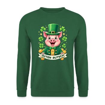 Guten Rutsch - Glücksschwein Silvester - Unisex Pullover - Grün - Vorne