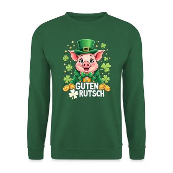 Guten Rutsch Silvester Neujahr Glücksschwein - Unisex Pullover - Grün - Vorne