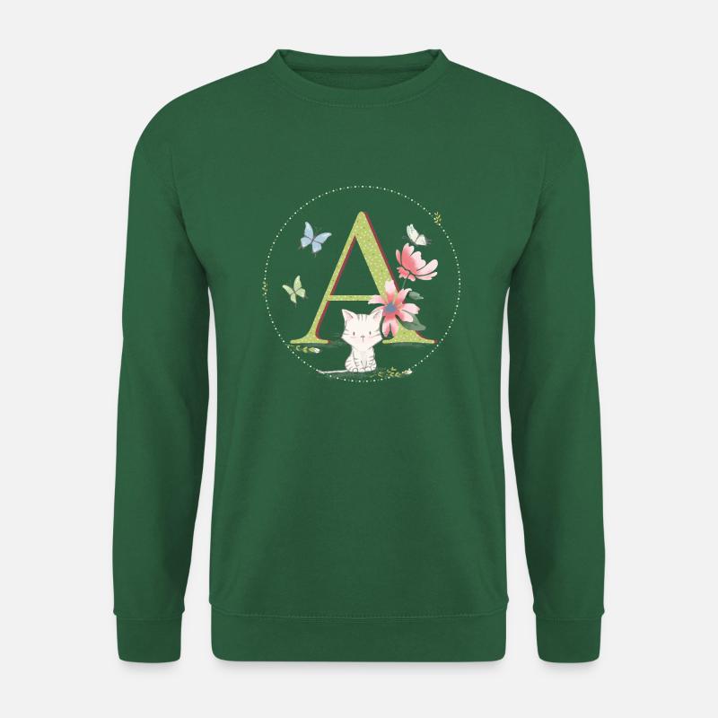 Lettre initiale A avec chat - Sweat-shirt Unisexe - vert foncé
