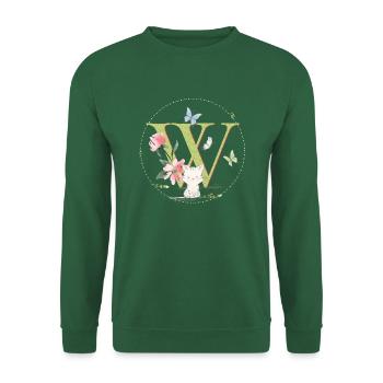 Lettre initiale W avec chat - Sweat-shirt Unisexe - vert foncé - Devant