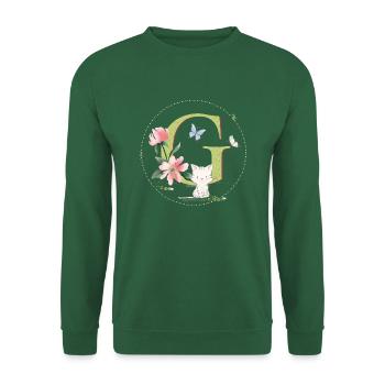 First letter G with cat - Unisex Sweatshirt - green - Front