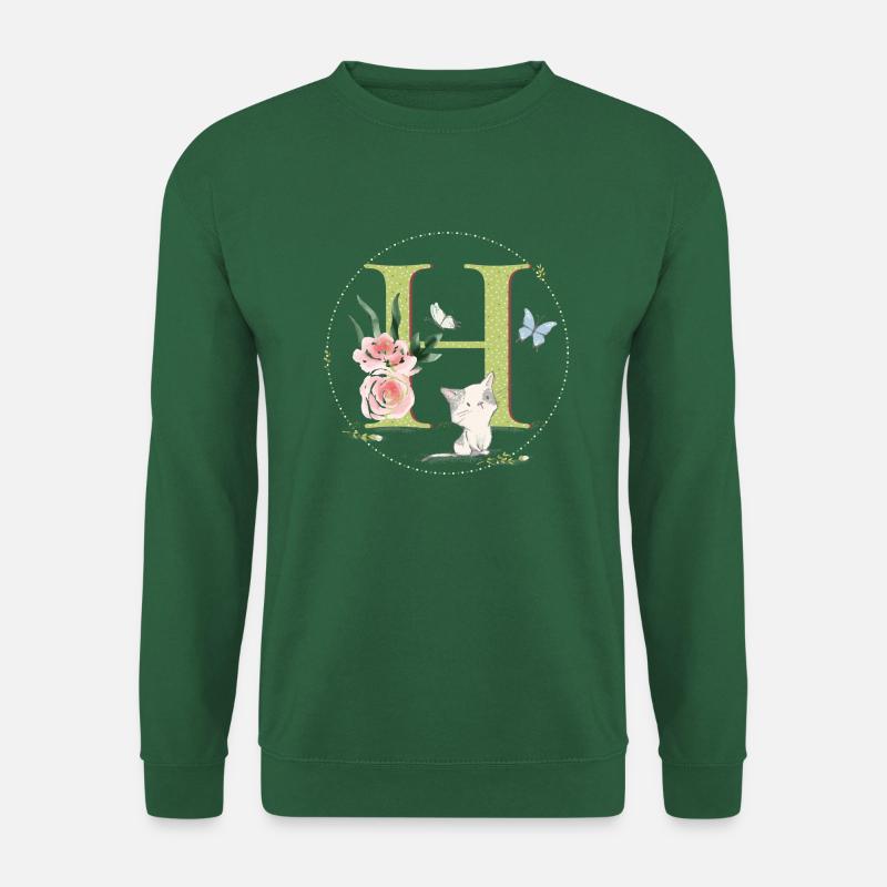 Lettre initiale A avec chat - Sweat-shirt Unisexe - vert foncé