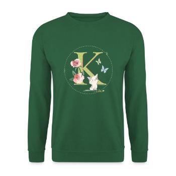 Lettre initiale K avec chat - Sweat-shirt Unisexe - vert foncé - Devant