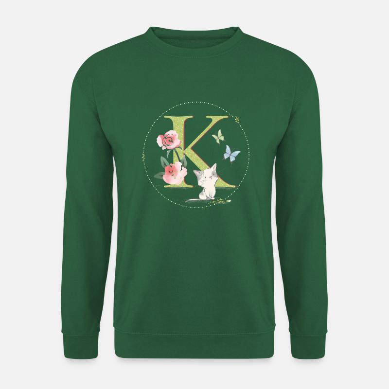 Anfangsbuchstabe K mit Katze - Unisex Pullover - Grün
