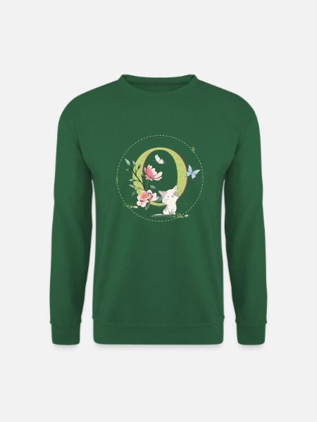 Anfangsbuchstabe O mit Katze - Unisex Pullover - Grün