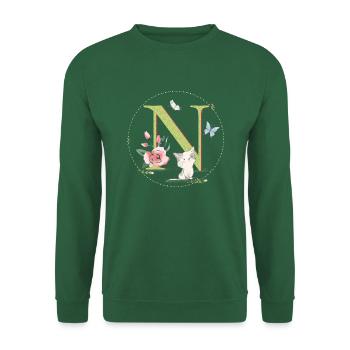 Lettre initiale N avec chat - Sweat-shirt Unisexe - vert foncé - Devant