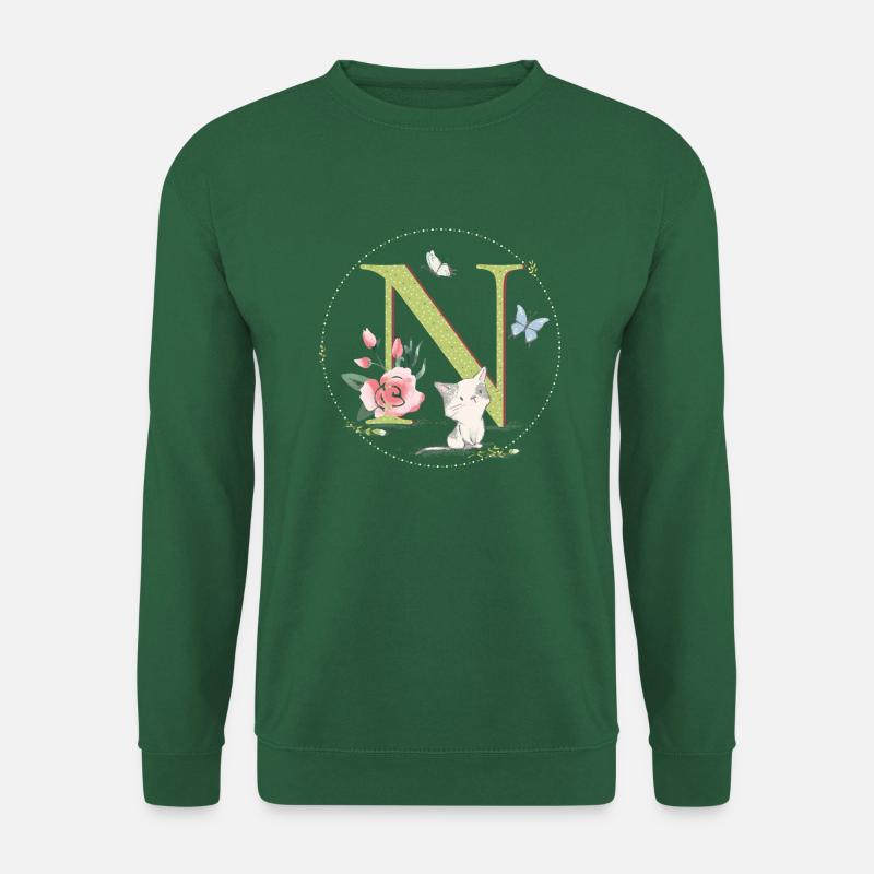 Initial letter N with cat - Unisex Sweatshirt - green