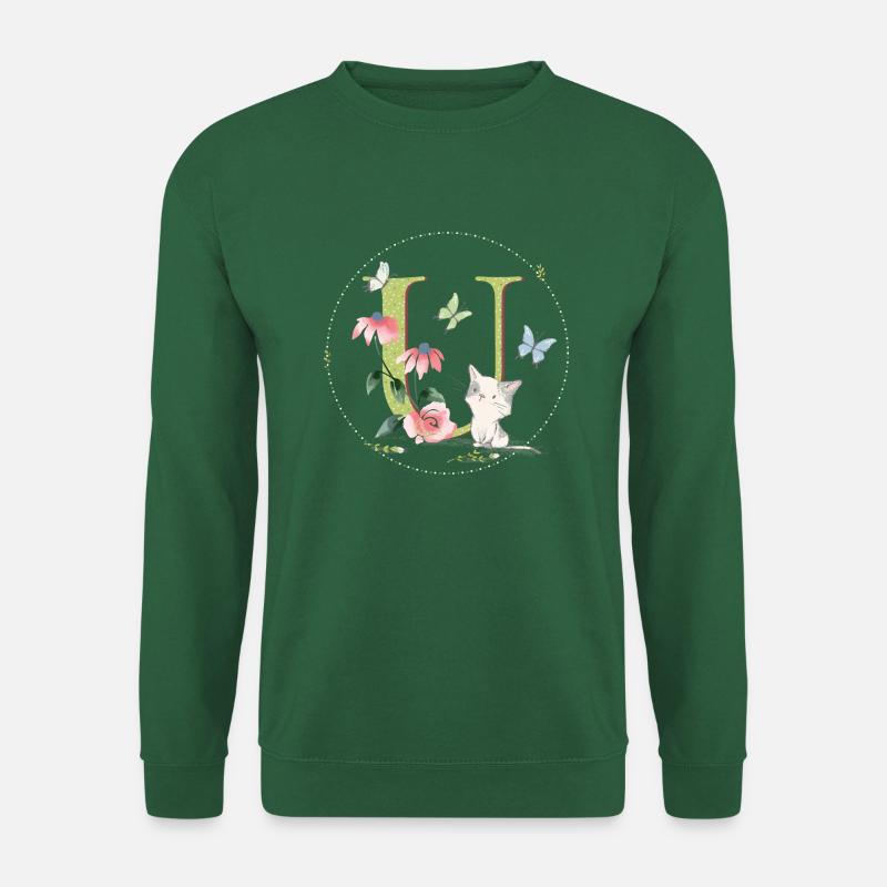 Lettre initiale U avec chat - Sweat-shirt Unisexe - vert foncé
