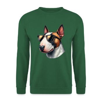 Bullterrier mit Sonnenbrille - Unisex Pullover - Grün - Vorne