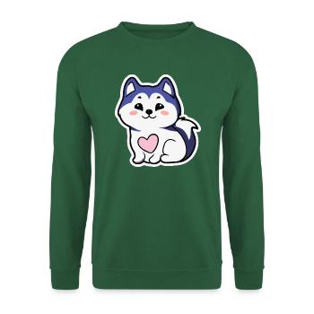 Husky süßes Herz Hund Geschenk Malamute - Unisex Pullover - Grün - Vorne