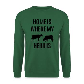 Zuhause ist wo meine Herde ist Landwirt Kühe Kuh - Unisex Pullover - Grün - Vorne