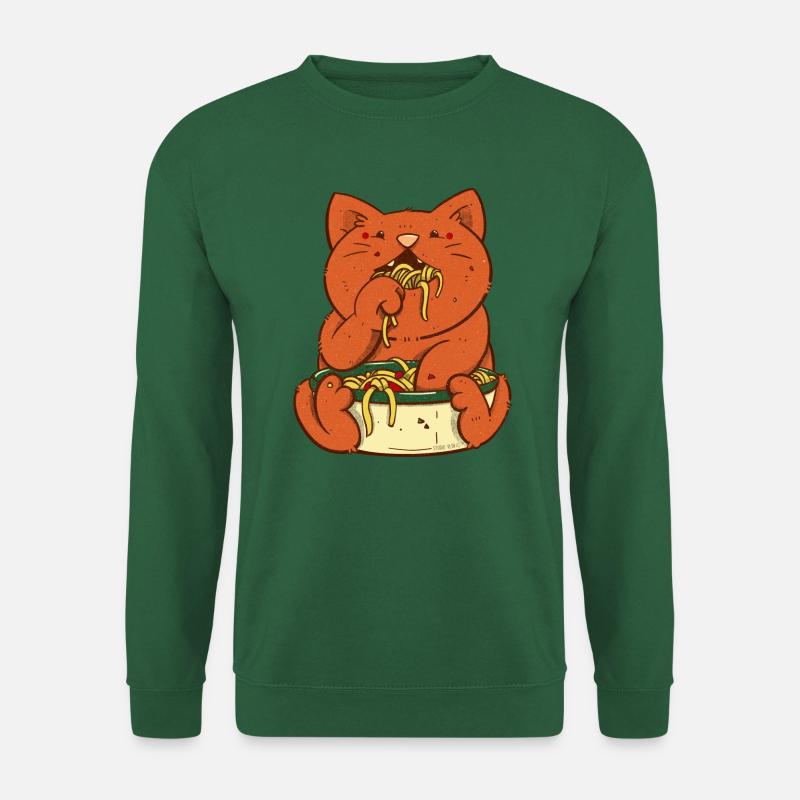 Red cat eats spaghetti - Unisex Sweatshirt - green