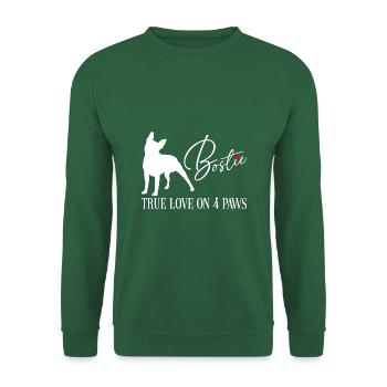 Bostie wahre Liebe auf vier Pfoten - Unisex Pullover - Grün - Vorne