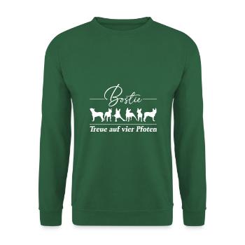 Bostie Boston Terrier Treue auf vier Pfoten - Unisex Pullover - Grün - Vorne
