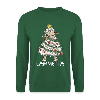Lammetta Schaf I Weihnachten Lametta Wortspiel - Unisex Pullover - Grün - Vorne