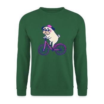 Pug Bicycle Dog Puppy - Unisex Sweatshirt - green - Front
