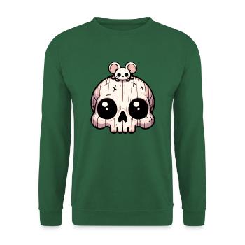Lustiger kleiner Skull mit kleiner Maus - Unisex Pullover - Grün - Vorne