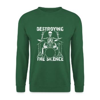 Drummer Skull Skelett am Drumset - Unisex Pullover - Grün - Vorne