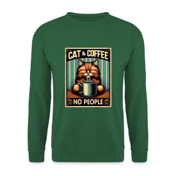Cat and coffee not people - Unisex Sweatshirt - green - Front