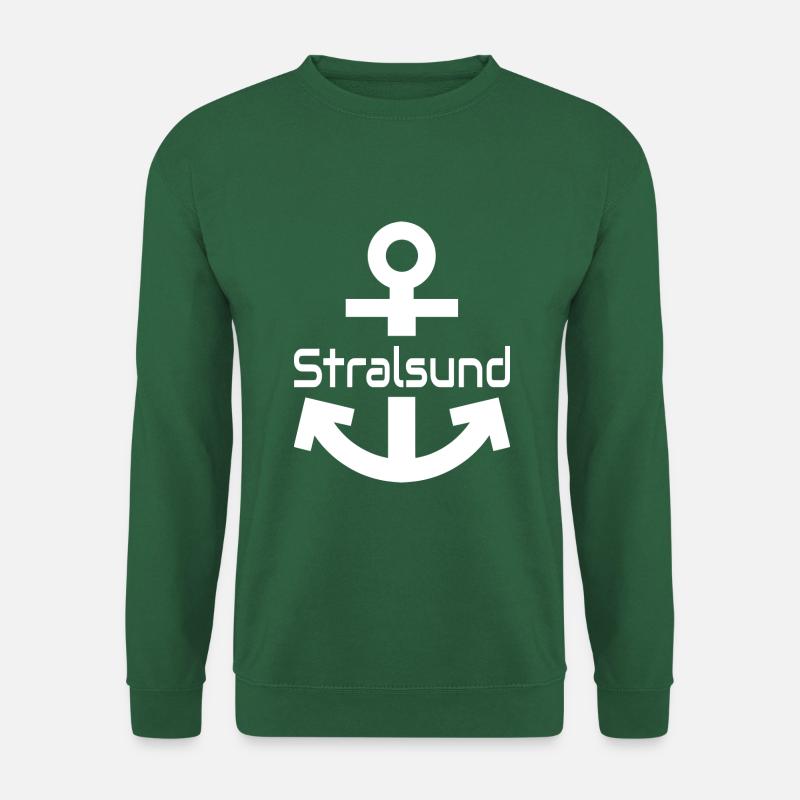 Anker mit Stralsund Schriftzug weiß - Unisex Pullover - Grün