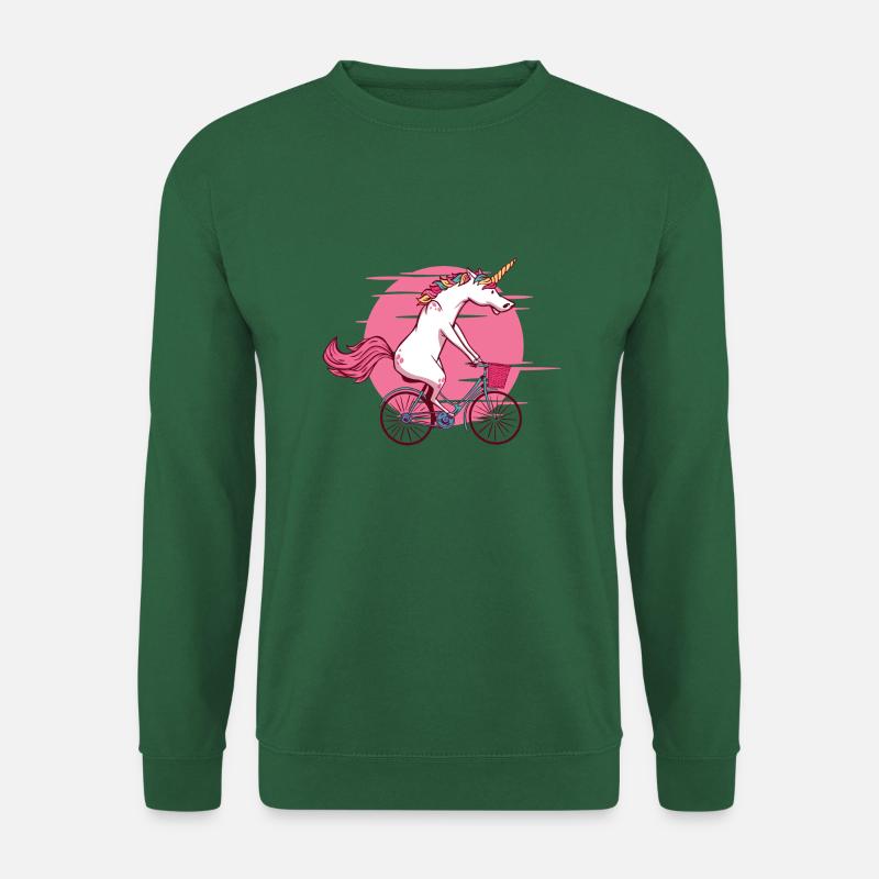 Einhorn auf Fahrrad - Unisex Pullover - Grün