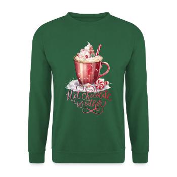Chocolat chaud Noël Noël hiver cacao - Sweat-shirt Unisexe - vert foncé - Devant