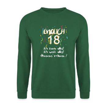 Endlich 18 Geburtstag - Unisex Pullover - Grün - Vorne