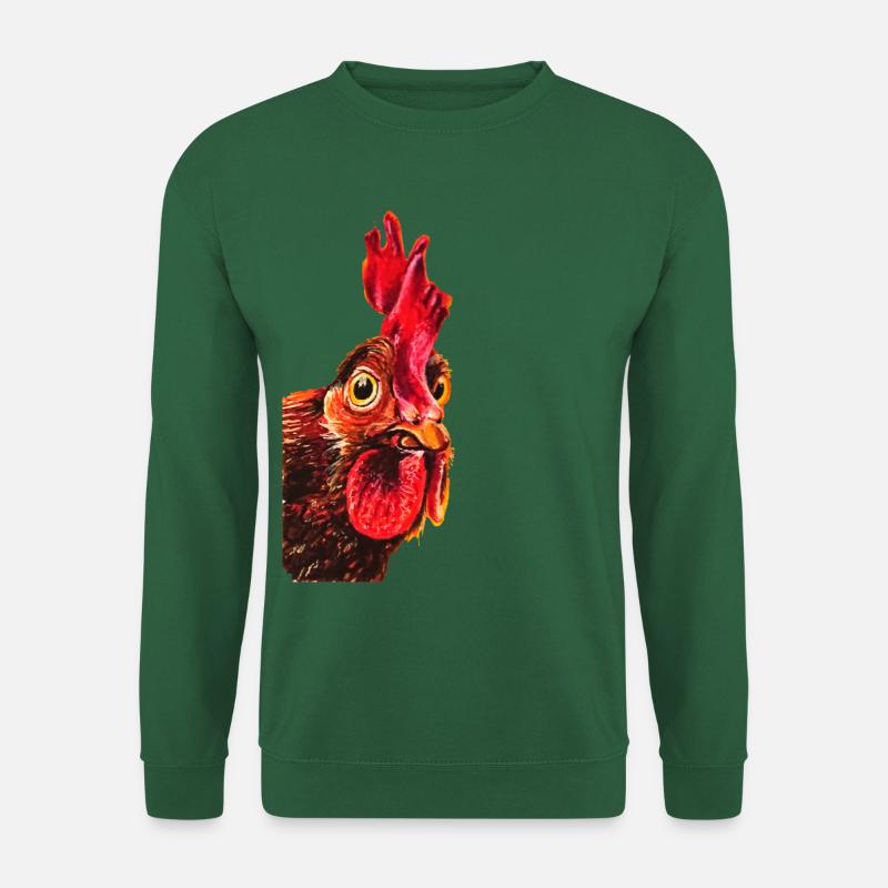 Hahn/Gockel /rooster/Henne - Unisex Pullover - Grün