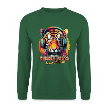 Tiger with headphones, colors of pop art - Unisex Sweatshirt - green - Front