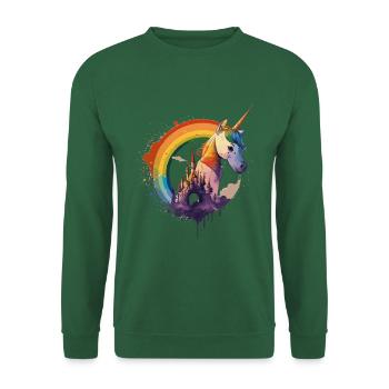 Licorne dans l’arc-en-ciel avec cadenas - Sweat-shirt Unisexe - vert foncé - Devant