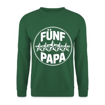 Fünf Sterne Papa - der beste Papa auf der Welt - Unisex Pullover - Grün - Vorne