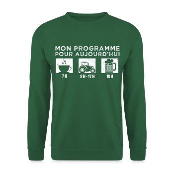 Mon programme tracteur humour agriculteur cadeau - Sweat-shirt Unisexe - vert foncé - Devant