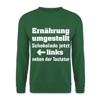 Ernährung umgestellt - lustiges Diätmotiv - Unisex Pullover - Grün - Vorne